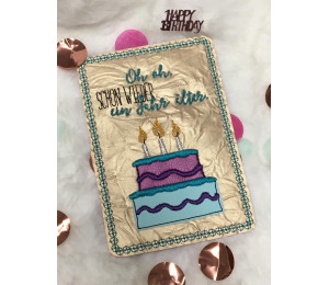 ADVENTSKALENDER 21. Dezember - Stickdatei ITH - Postkarte "Schon wieder ein Jahr älter"